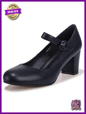 Low Block Heel Mary Jane Pumps Closed Round Toe Comfortable Office Wedding Shoes
